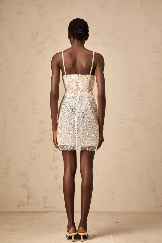 Christine butterfly-motif beaded mini dress