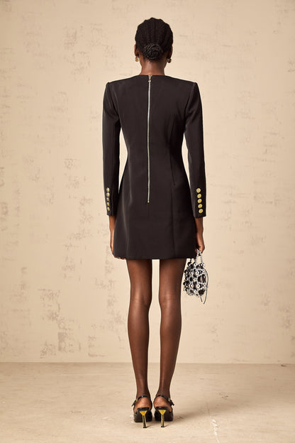Dominique black lion-head blazer mini dress