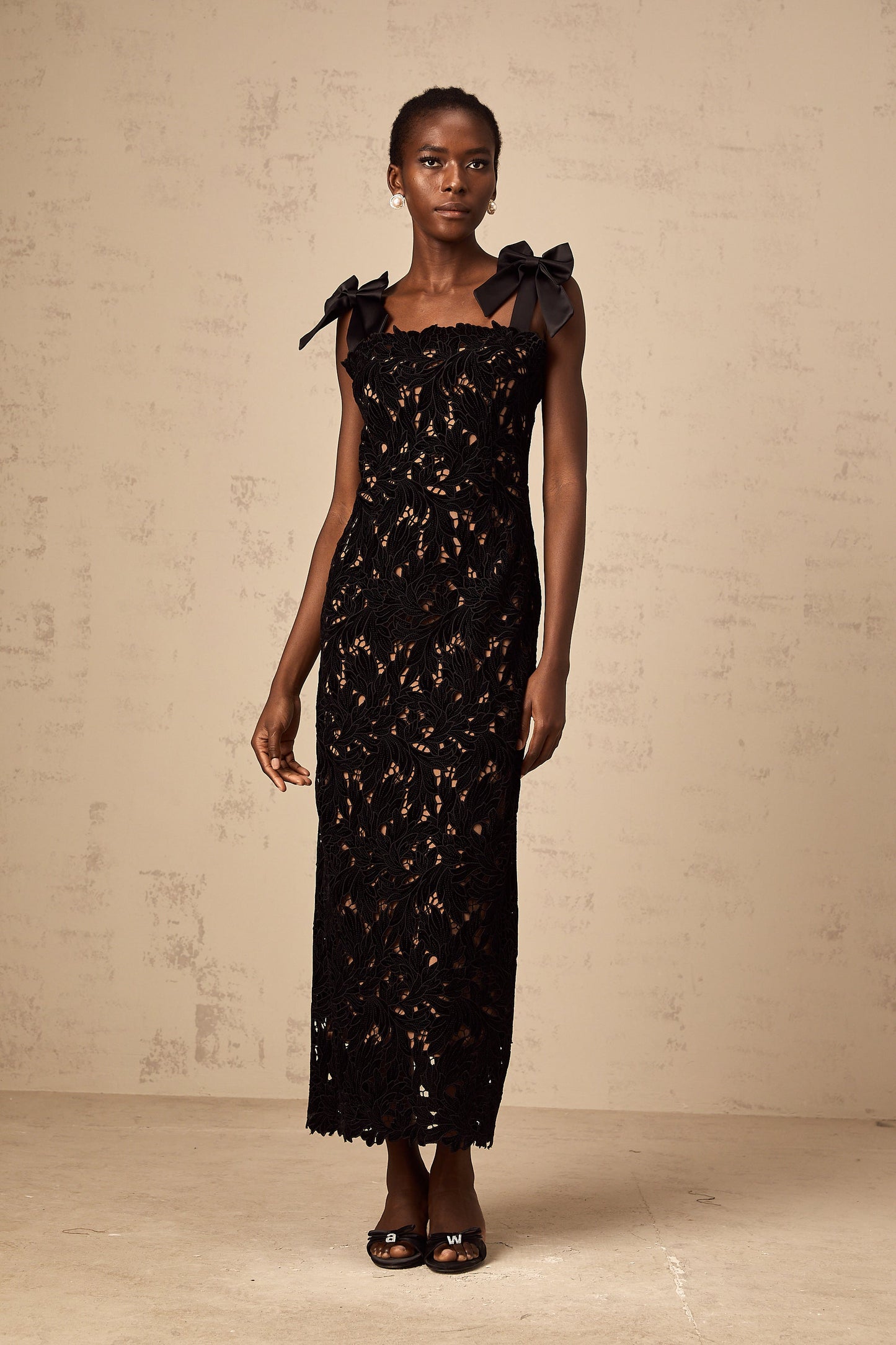 Eloise black floral embroidered maxi dress