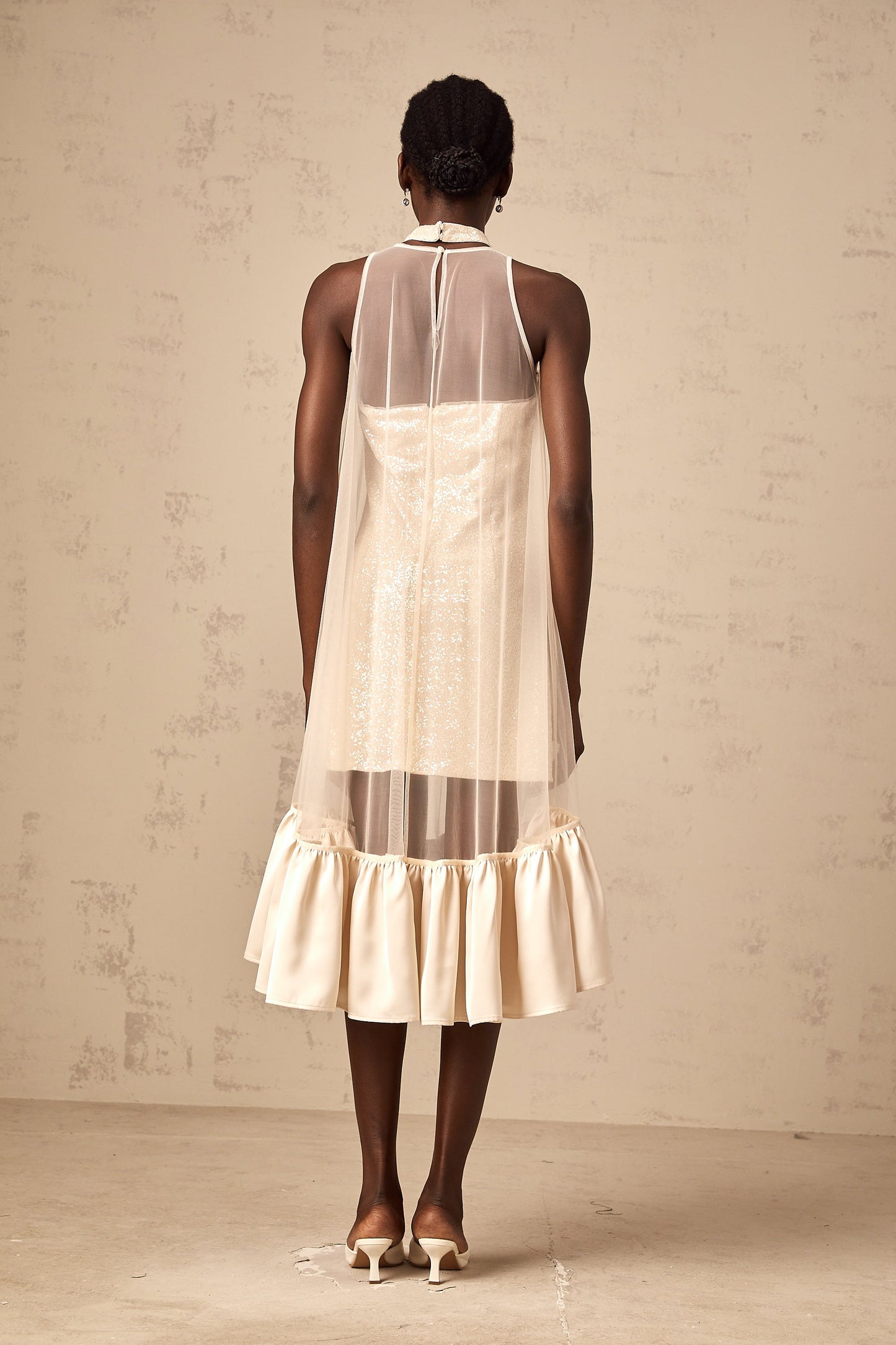 Josette tulle-panel sequined layered midi dress