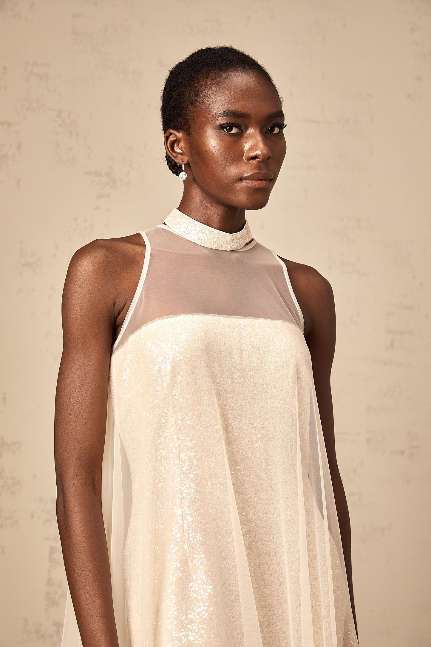 Josette tulle-panel sequined layered midi dress