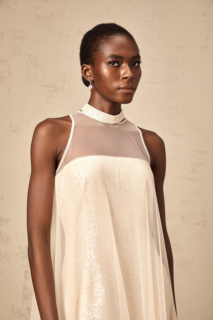 Josette tulle-panel sequined layered midi dress