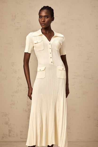 Nouria neutrals ribbed-knit midi dress