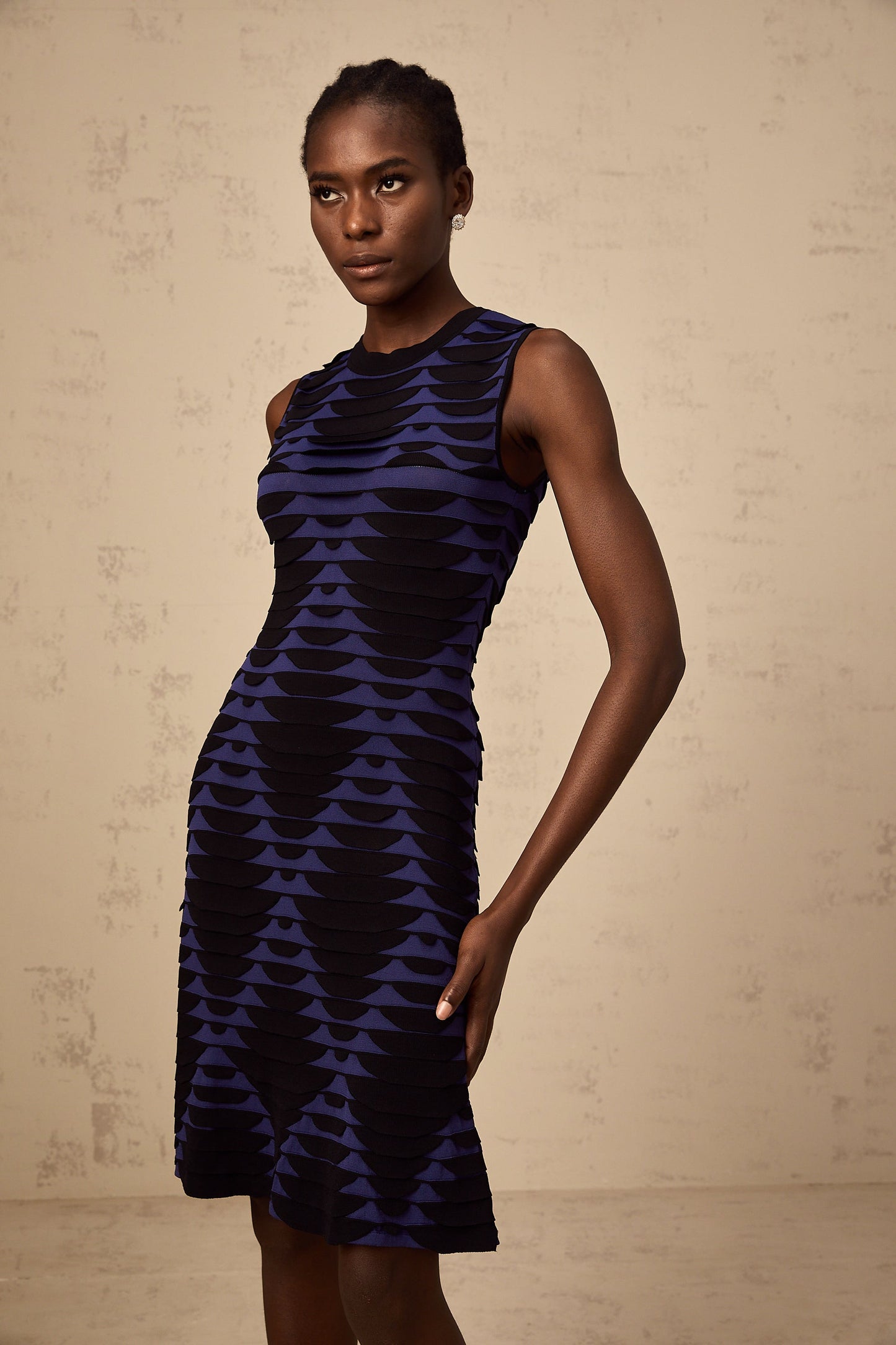 Anaïs black snake-pattern godet mini dress