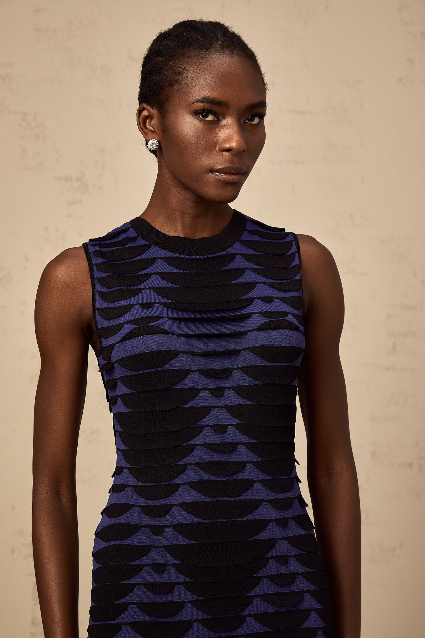 Anaïs black snake-pattern godet mini dress