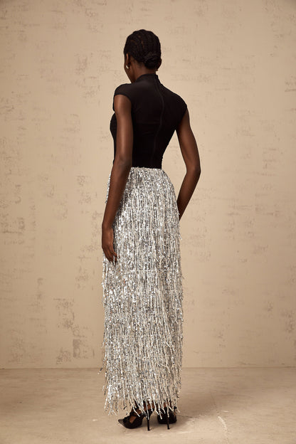 Virginie two-tone corset-style top & skirt matching set