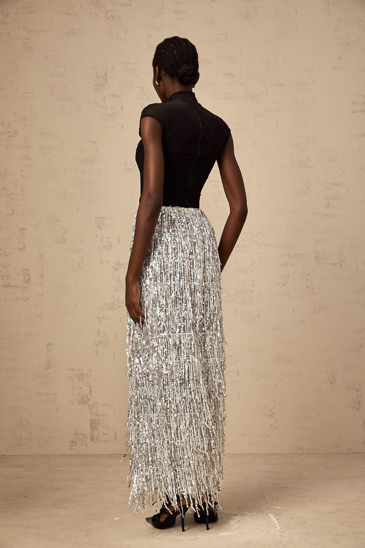 Virginie two-tone corset-style top & skirt matching set