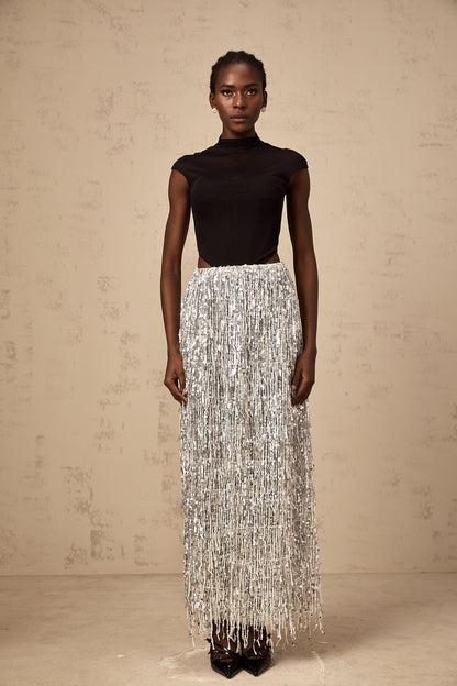 Virginie two-tone corset-style top & skirt matching set