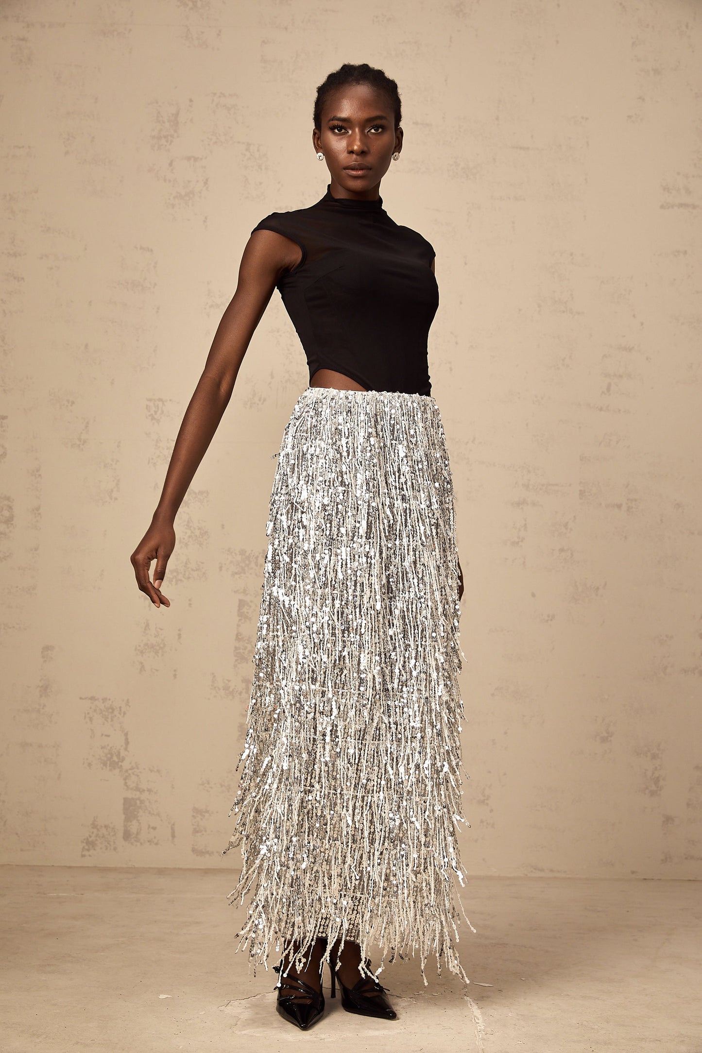 Virginie two-tone corset-style top & skirt matching set