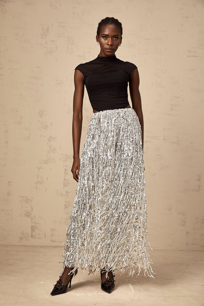 Virginie two-tone corset-style top & skirt matching set