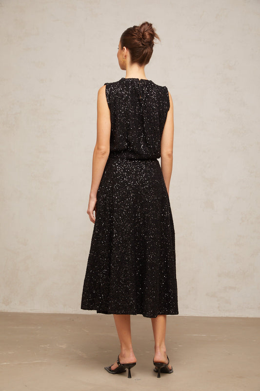 Ulrique black sequined knit vest & skirt matching set