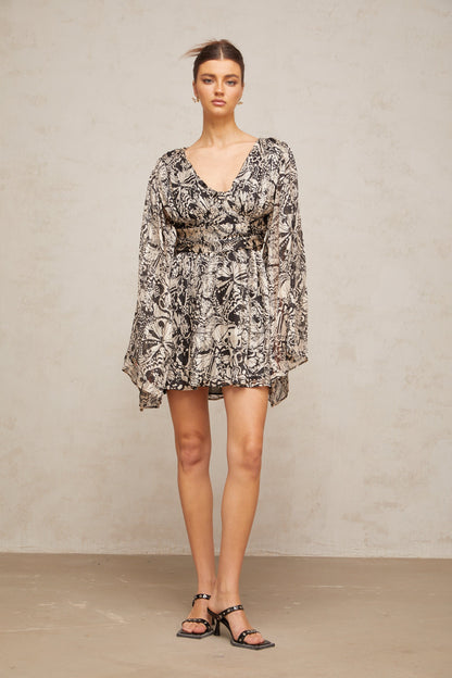 Perrine pattern-print V-neck mini dress