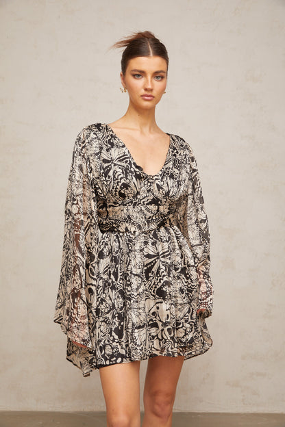 Perrine pattern-print V-neck mini dress