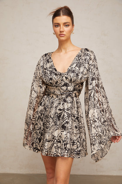 Perrine pattern-print V-neck mini dress