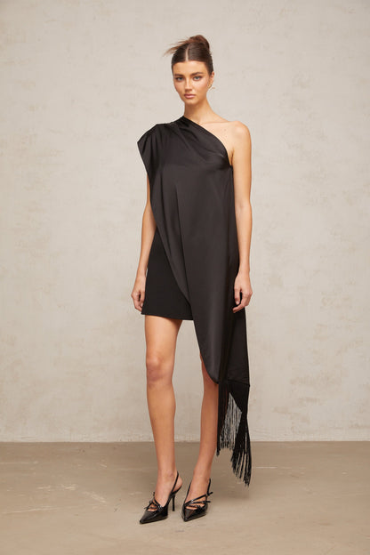 Valentine black one-shoulder mini dress