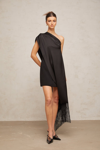 Valentine black one-shoulder mini dress