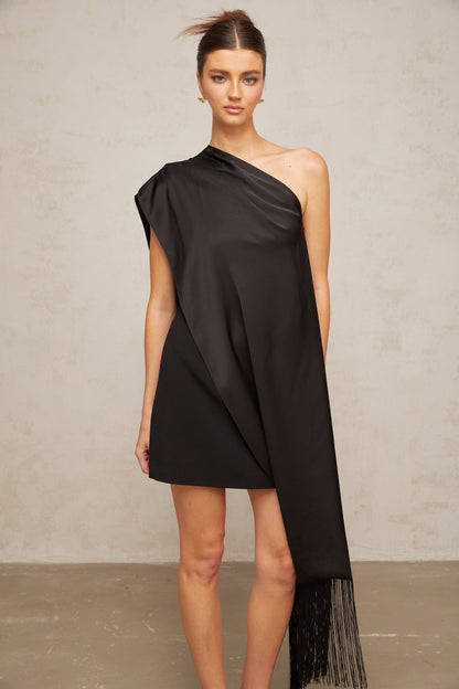 Valentine black one-shoulder mini dress