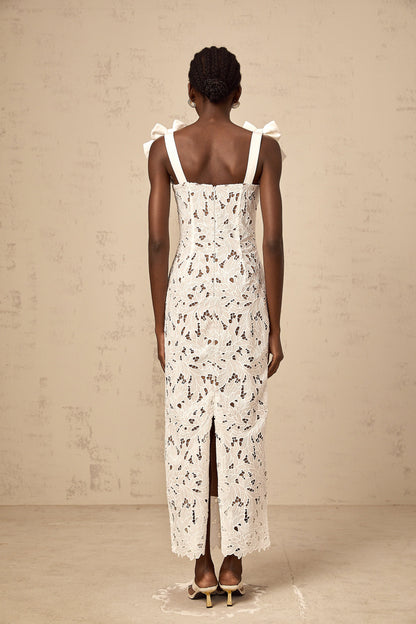 Eloise floral embroidered maxi dress in White