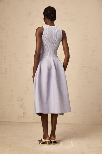 Aïda purple embellished ribbed-knit midi dress