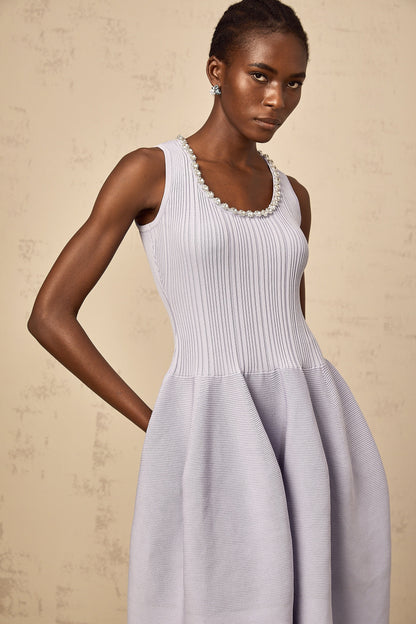 Aïda purple embellished ribbed-knit midi dress
