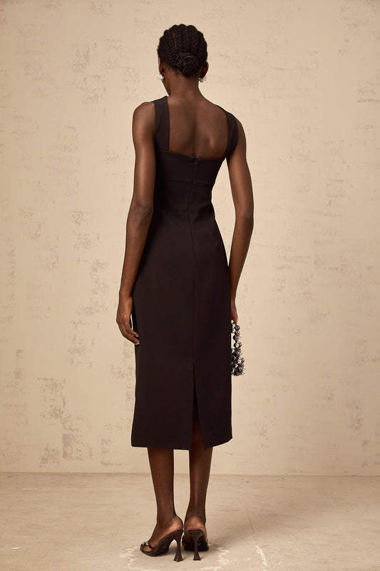 Mylene black cut-out midi dress