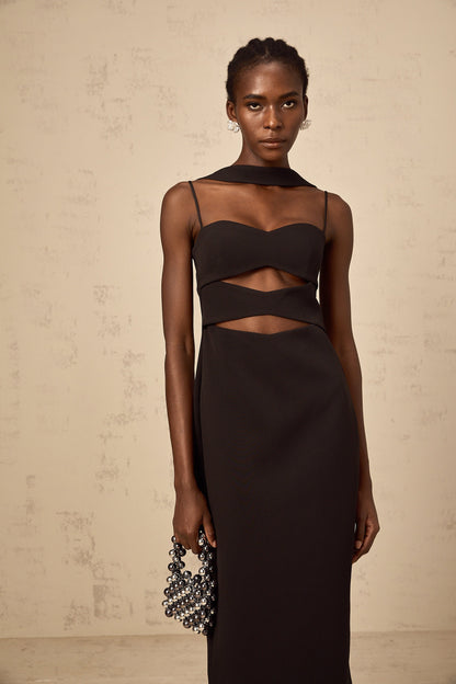 Mylene black cut-out midi dress