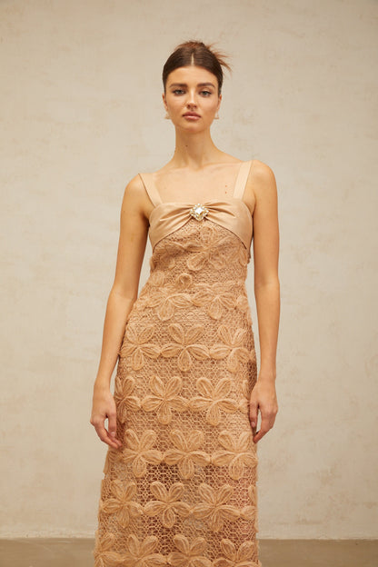 Salomé embellished corded-lace midi dress