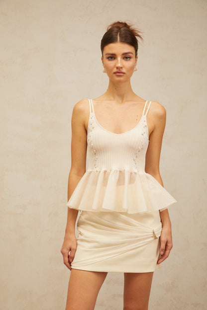Blanche neutrals peplum knitted vest top