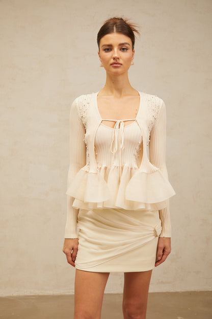 Blanche neutrals peplum knitted cardigan