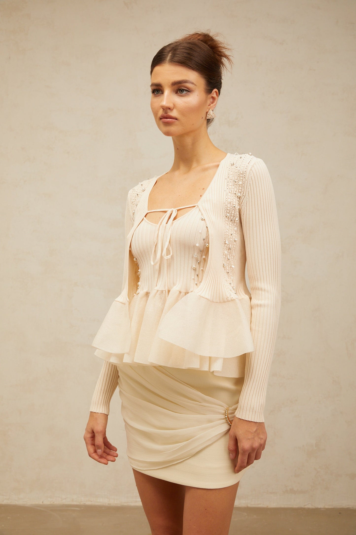 Blanche neutrals peplum knitted cardigan