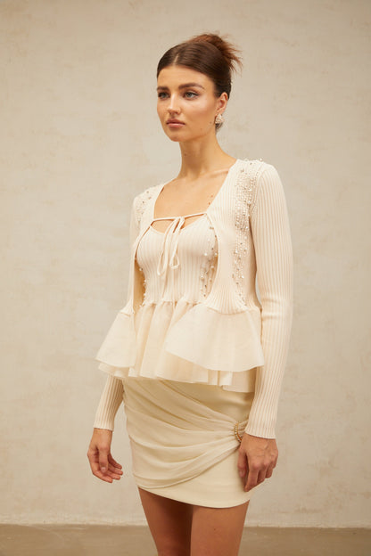 Blanche neutrals peplum knitted cardigan