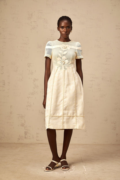Diane floral embroidered openwork midi dress