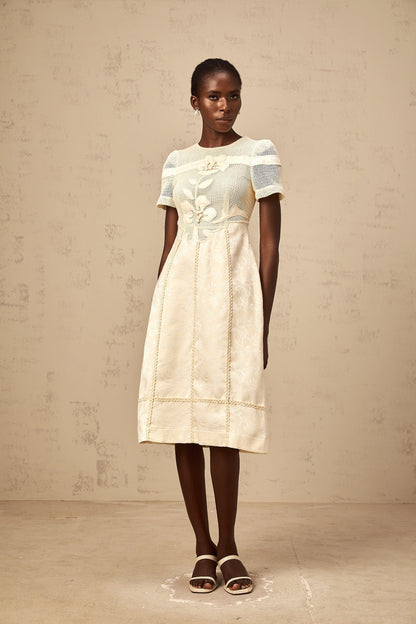 Diane floral embroidered openwork midi dress