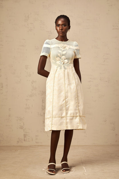 Diane floral embroidered openwork midi dress