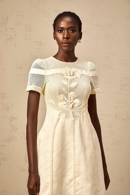 Diane floral embroidered openwork midi dress
