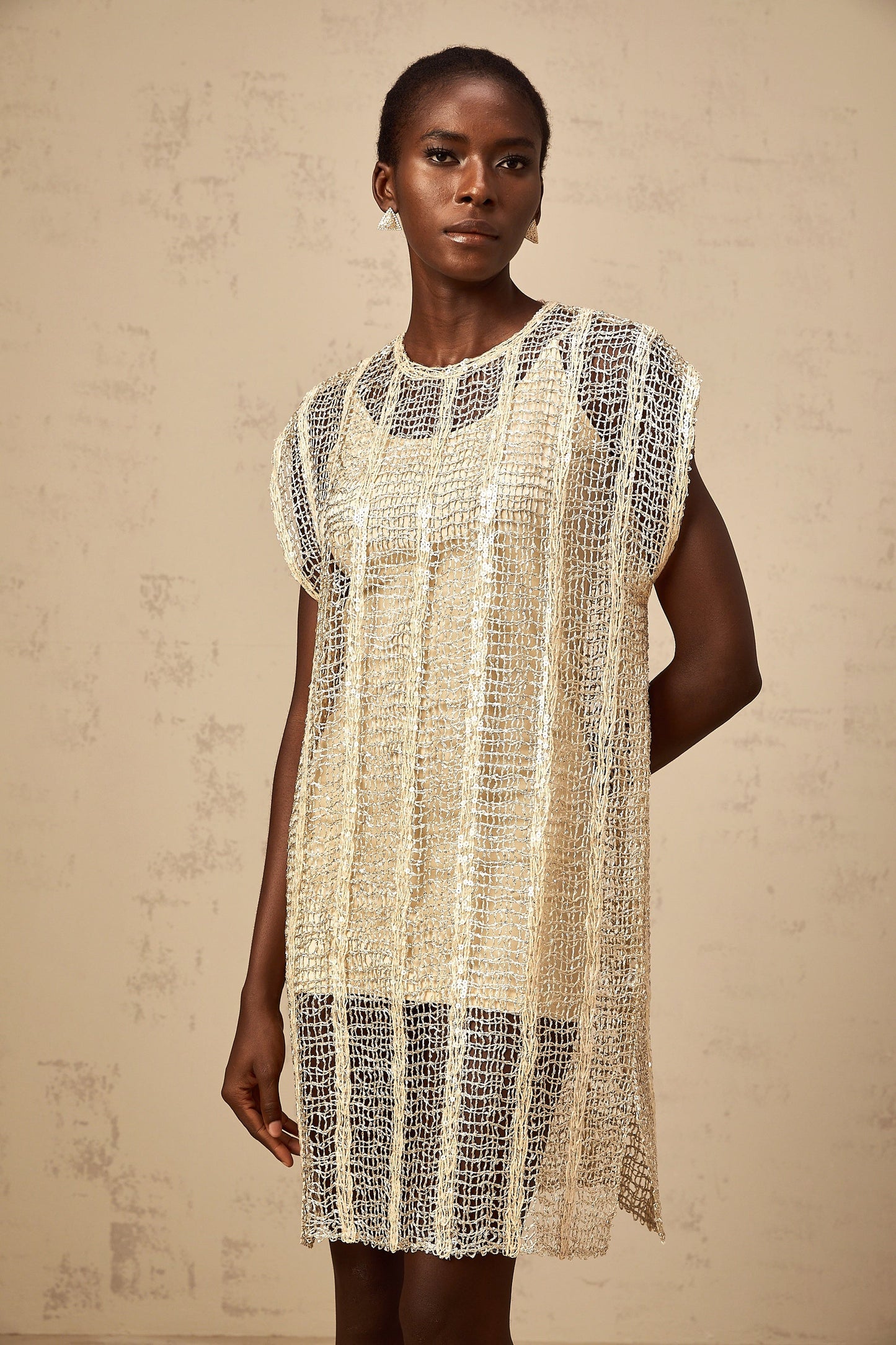 Solène gold sequined cut-out mini dress