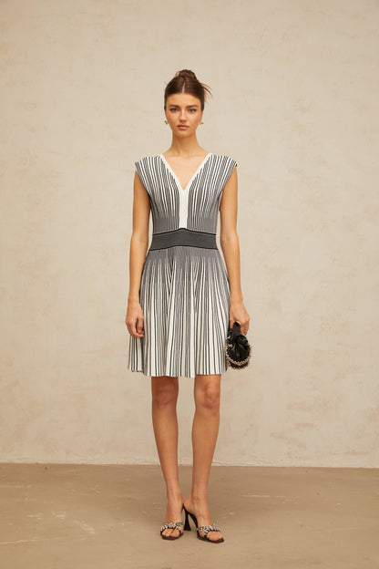 Joëlle contrast-color vertical-striped knit mini dress