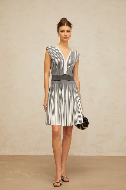 Joëlle contrast-color vertical-striped knit mini dress
