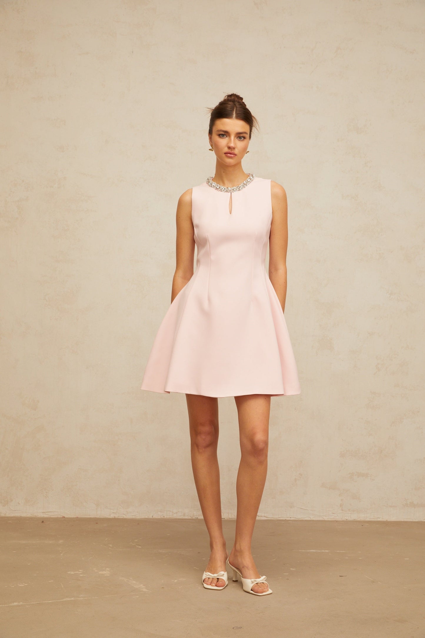 Clothilde pink sequined puff mini dress