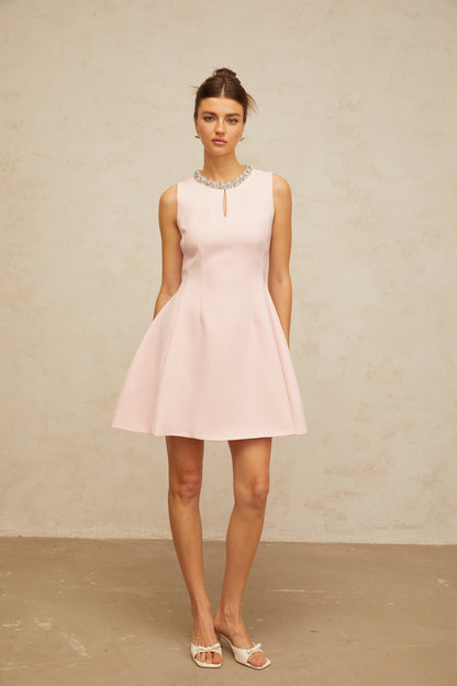 Clothilde pink sequined puff mini dress