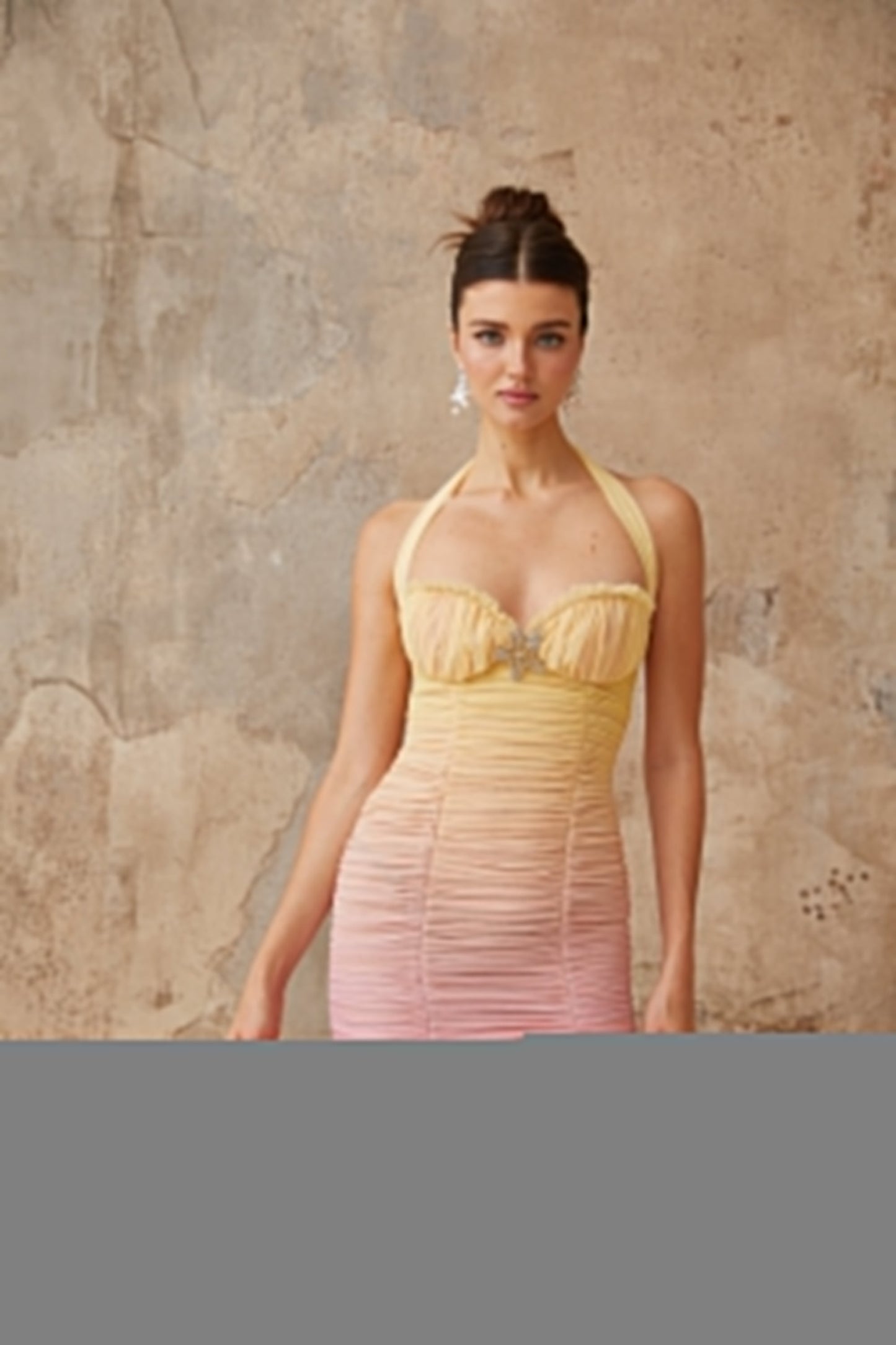 Léontine gradient ruched tulle mini dress