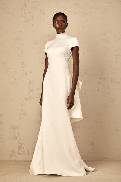 Camille White Statement Bow Mermaid Maxi Dress