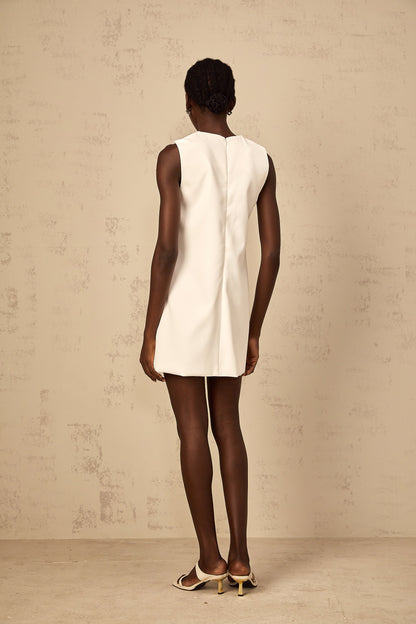 Irène White Sequin Floral Embroidered Mini Dress