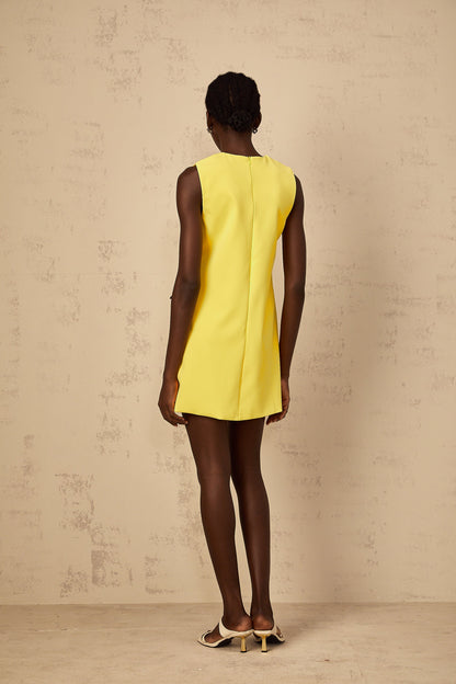 Irène Yellow Sequin Floral Embroidered Mini Dress