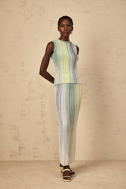 Ulysse Green Glitter Pleated Knit Matching Set