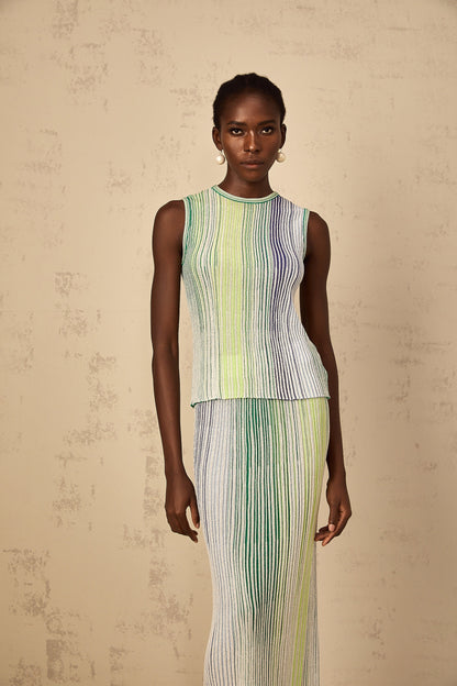 Ulysse Green Glitter Pleated Knit Matching Set