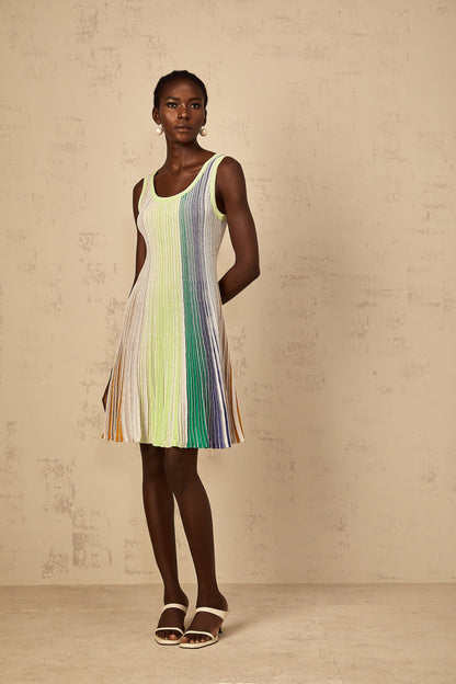 Amaryllis Green Sequin Striped Knit Mini Dress