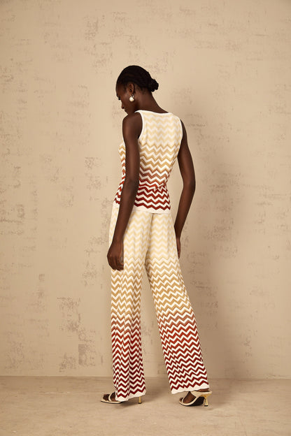 Isabelle Yellow Zigzag Knit Matching Set
