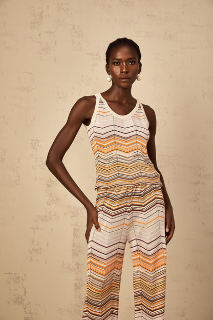 Chloé Neutral Striped Knit Matching Set
