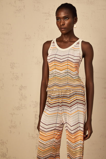 Chloé Neutral Striped Knit Matching Set